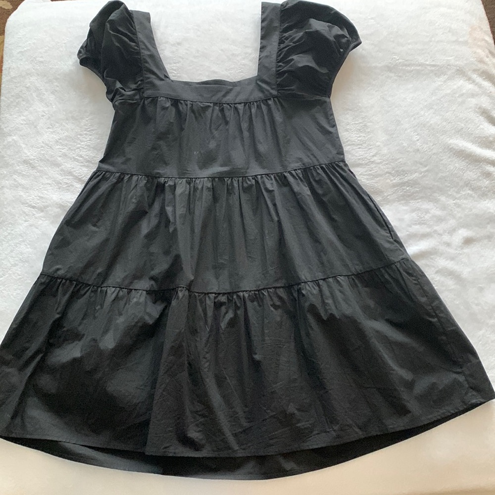 Black cotton Sundress, brand Greylin. Never worn, size small, puff sleeves.